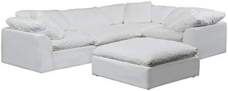 Sunset Trading Cloud Puff 5 Piece Modular Performance White Sectional Slipcovered Sofa, | Amazon (US)