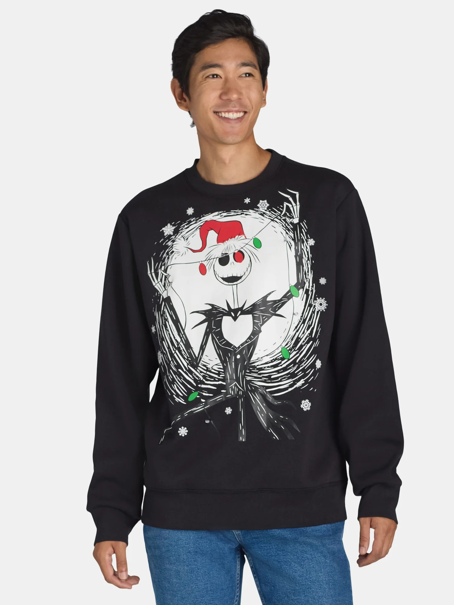 Disney The Nightmare Before Christmas Men's Jack Skellington Lights Graphic Sweatshirt, Sizes XS-... | Walmart (US)