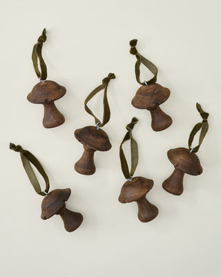 Hand-Carved Mushroom Ornament, Set of 6 | Magnolia