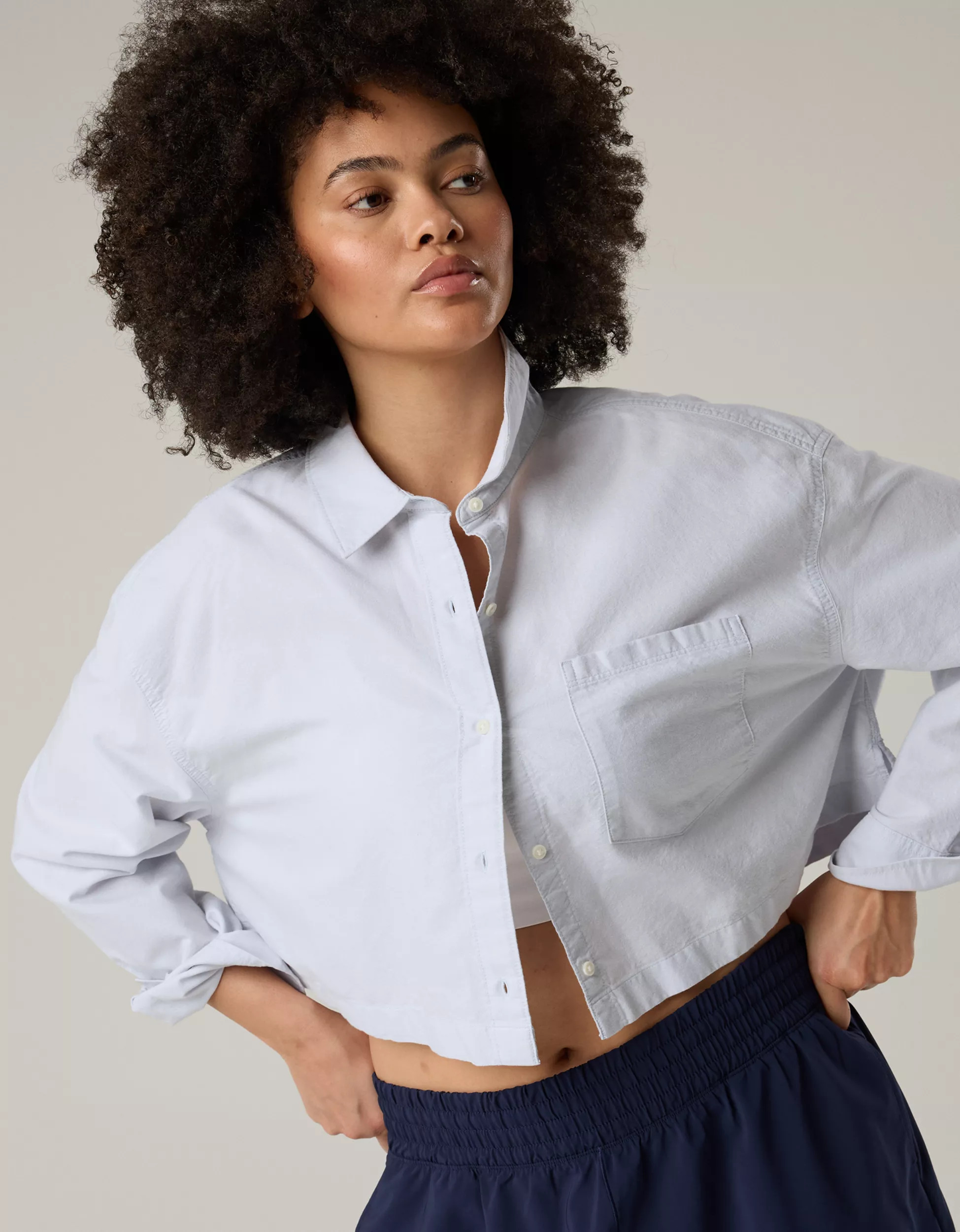 OFFLINE By Aerie Cropped Button Up Shirt | Aerie