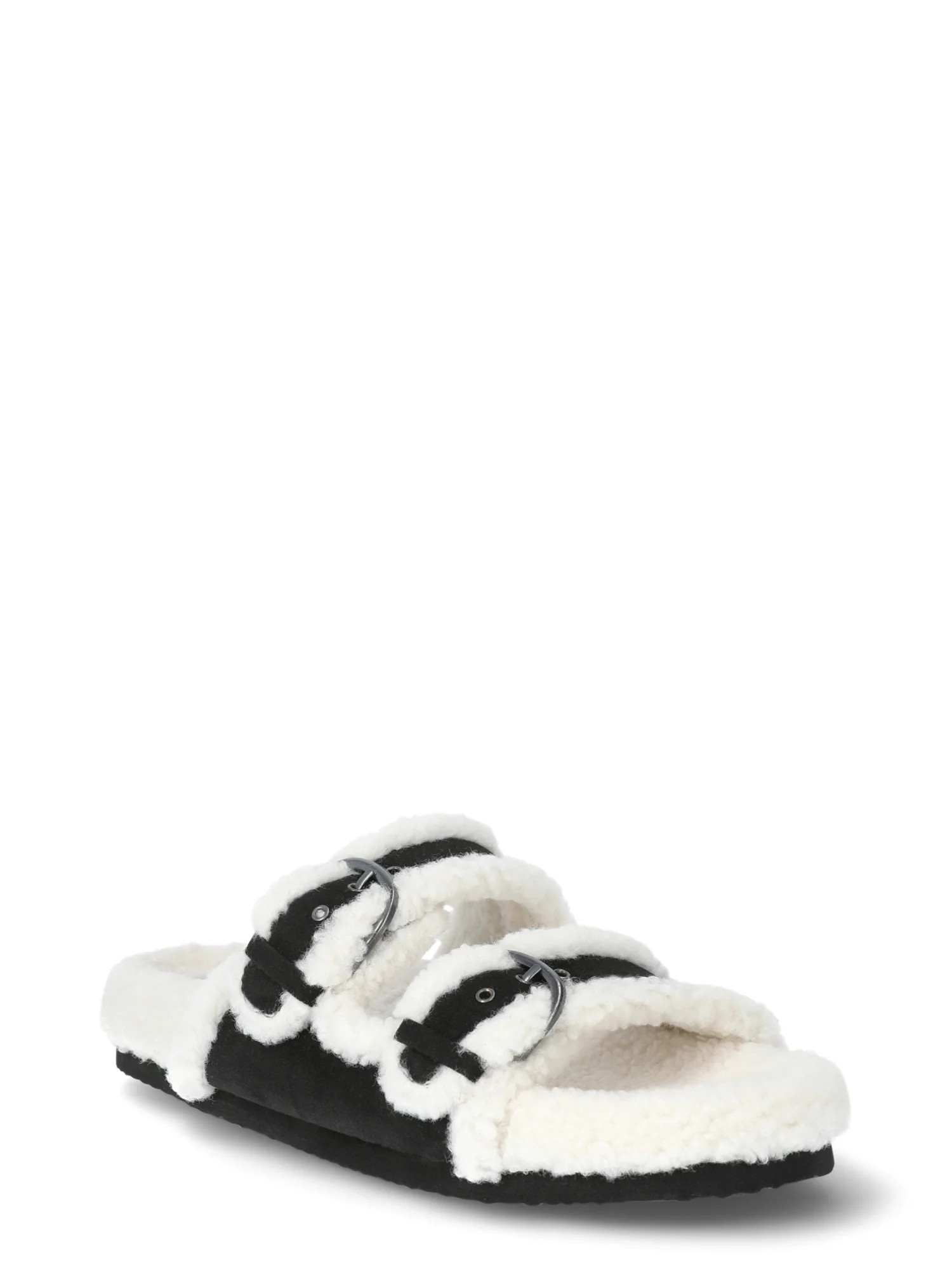 No Boundaries Women's Cozy Double Buckle Sandals | Walmart (US)