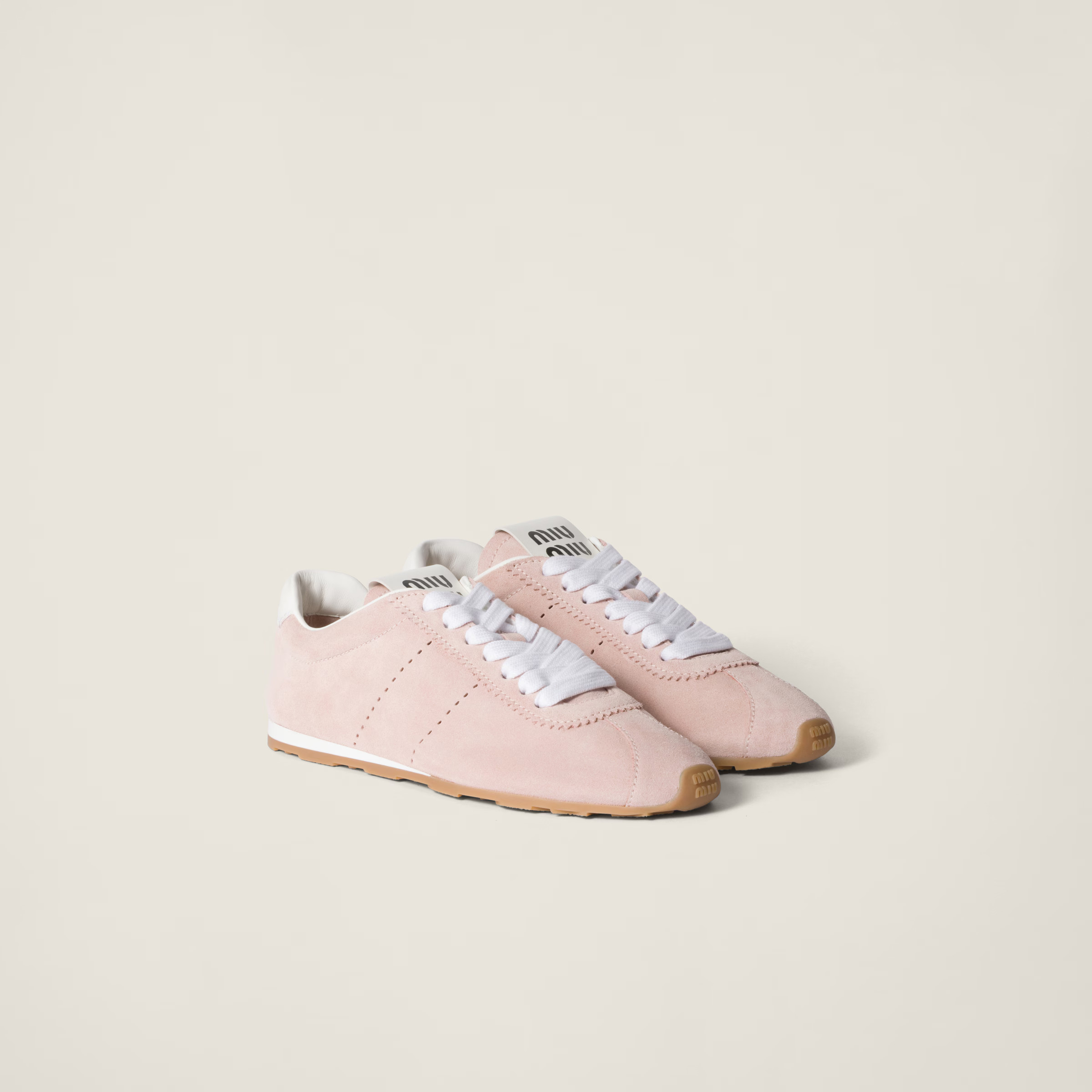 Orchid Pink Plume Suede Sneakers | Miu Miu | Miu Miu INT