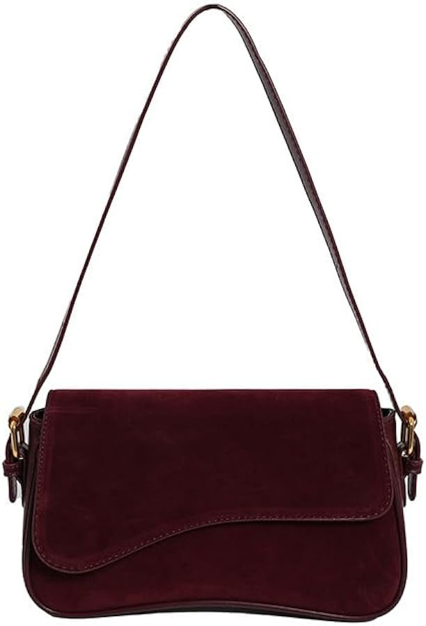 Burgundy Suede Crossbody Bags for Women Y2K Purse Suede Red Satchels Fall Wine Colored Purse | Amazon (US)