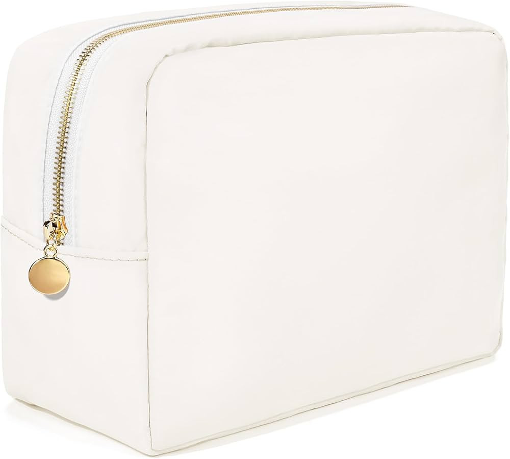 SOIDRAM Large Makeup Bag Travel Bag Pouch, Beige Toiletry Bag Makeup Organizer Nylon Bag Cosmetic... | Amazon (US)