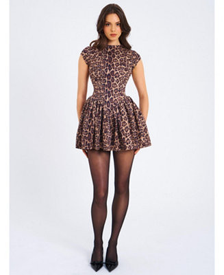 Miss Circle Women's Jacqueline Backless Cheetah Print Mini Puffy Dress - Macy's | Macy's