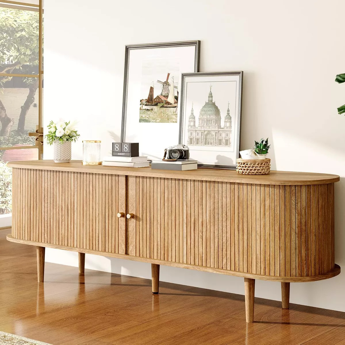 AMERLIFE 70" TV Stand with Solid Wood Legs | Target