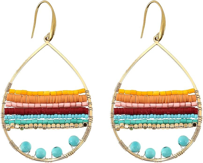 Boho Earrings for Women Colorful Beaded Earrings for Women Bohemian Dangle Earrings Summer Earrin... | Amazon (US)