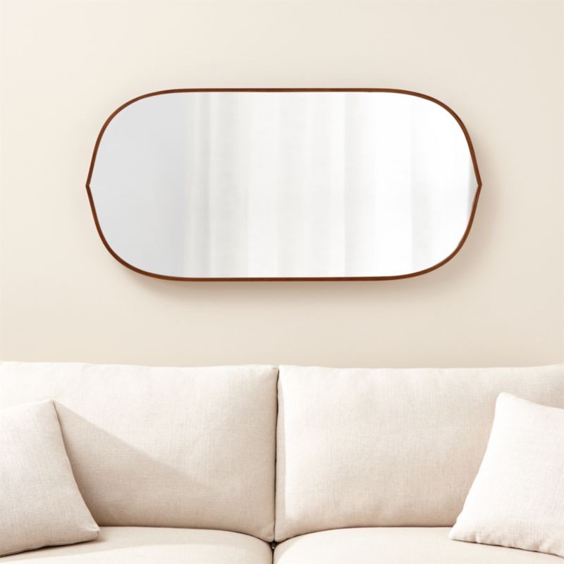Penarth Walnut Oval Wall Mirror | Crate & Barrel