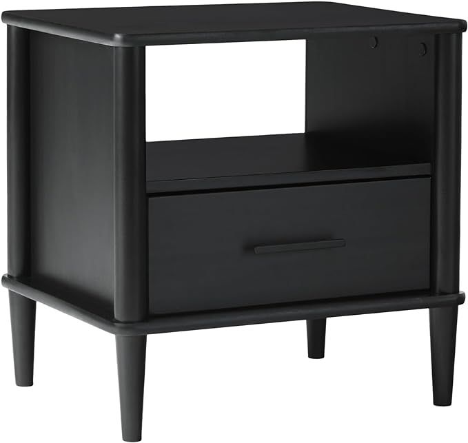 Walker Edison Leona Solid Wood Spindle 1-Drawer Nightstand, 20 Inch, Black | Amazon (US)