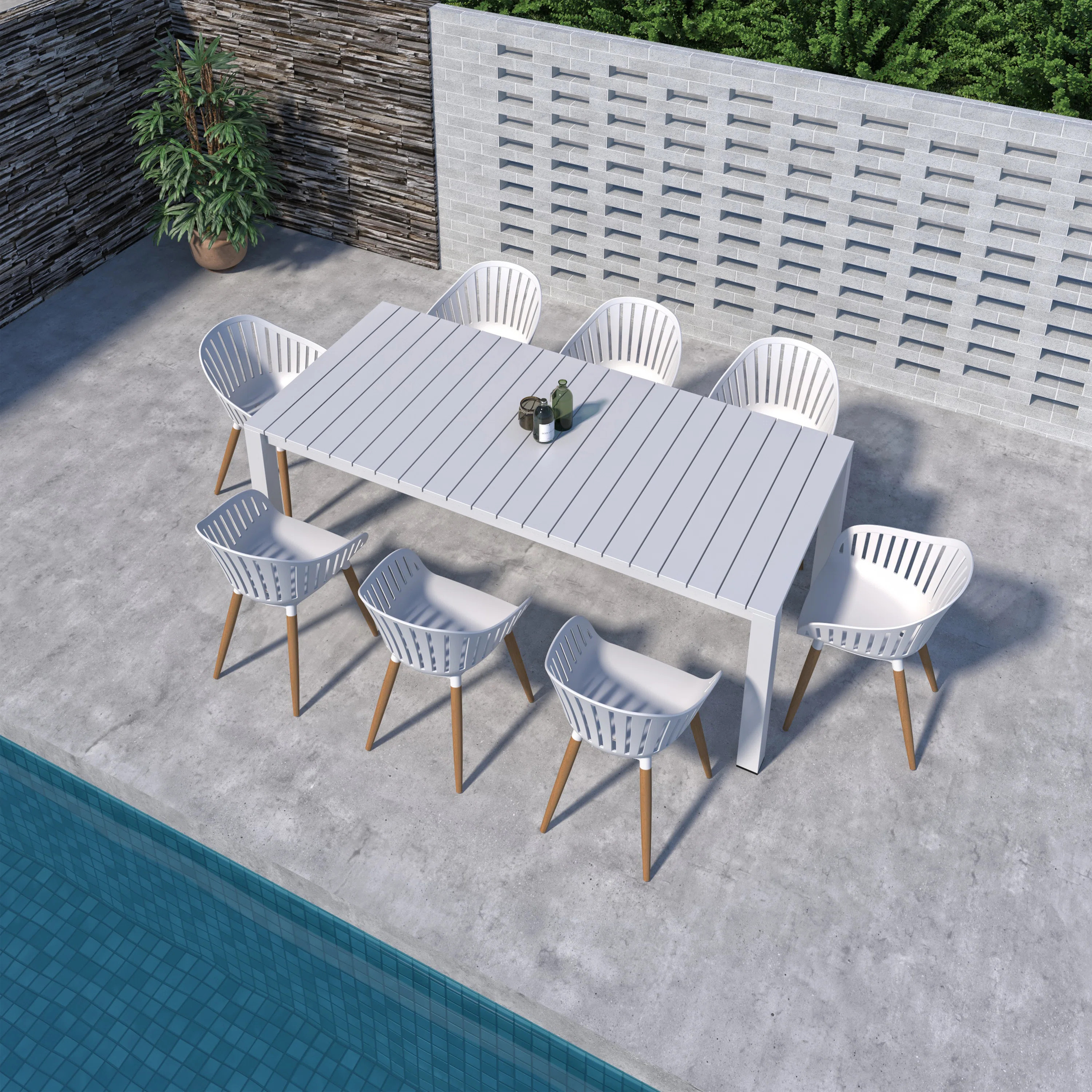 Amazonia Pether Outdoor Patio Aluminum And Resin Dining Set | Wayfair North America