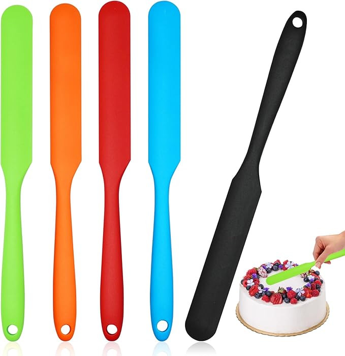 Silicone Jar Scraper Spatulas, 5pcs Heat Resistant Cake Cream Peanut Butter Spatulas Mixing Batte... | Amazon (US)
