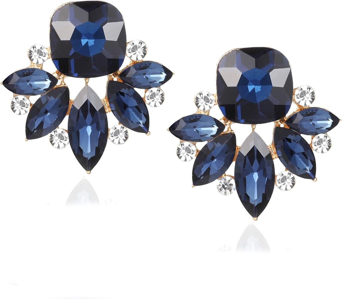 Trendy Rhinestone Drop Dangle Earrings Formal Crystal Cluster Earring for Women Wedding Bride Pro... | Amazon (US)