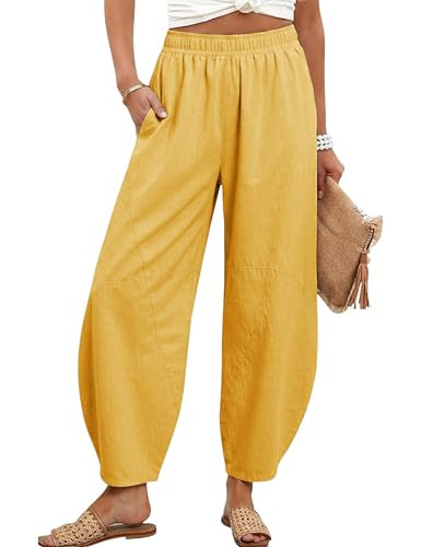 Tanming Womens Barrel Pants High Elastic Waisted Summer Capri Pants Loose Fit Casual Wide Leg Tro... | Amazon (US)