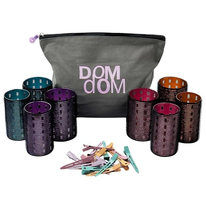Dom Dom Metal Hair Rollers, Heatless Volume Set, 2 Sizes, Clips & Bag | Amazon (US)