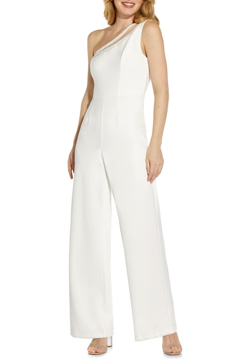 Beaded One-Shoulder Crepe Jumpsuit | Nordstrom
