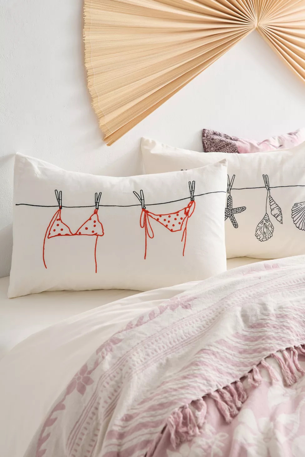 Bikini Clothesline Embroidered Sham Set | Urban Outfitters (US and RoW)