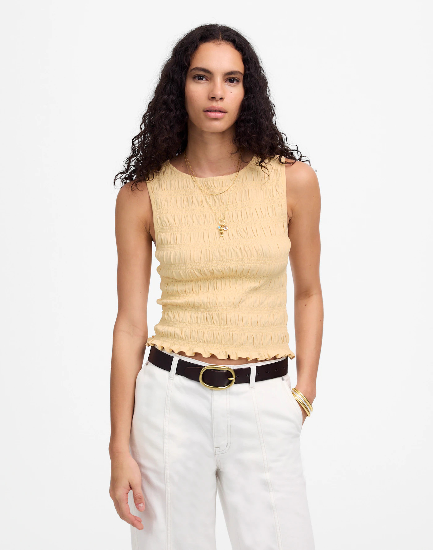 Smocked Boatneck Tank | Madewell | Madewell