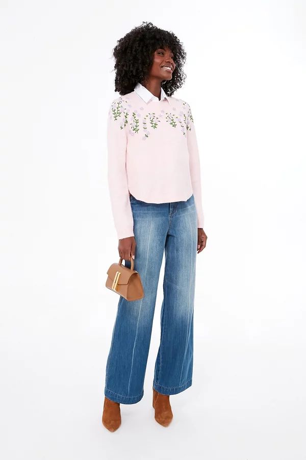 Pink Floral Embroidered Lilah Sweater | Tuckernuck (US)