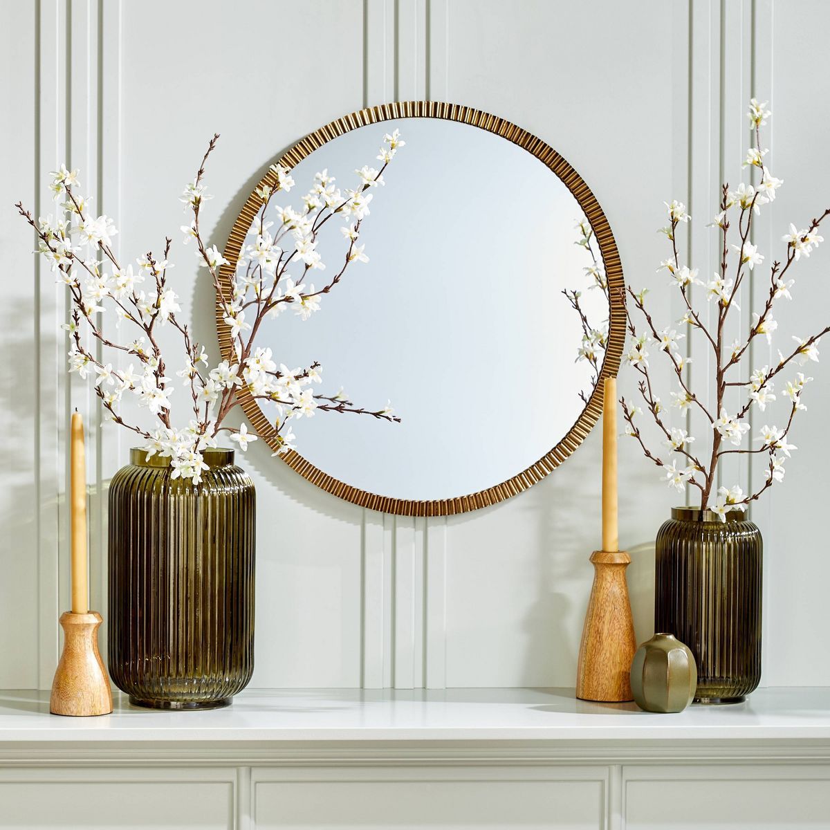 Pleated Brass Round Wall Mirror Antique Finish - Hearth & Hand™ with Magnolia | Target