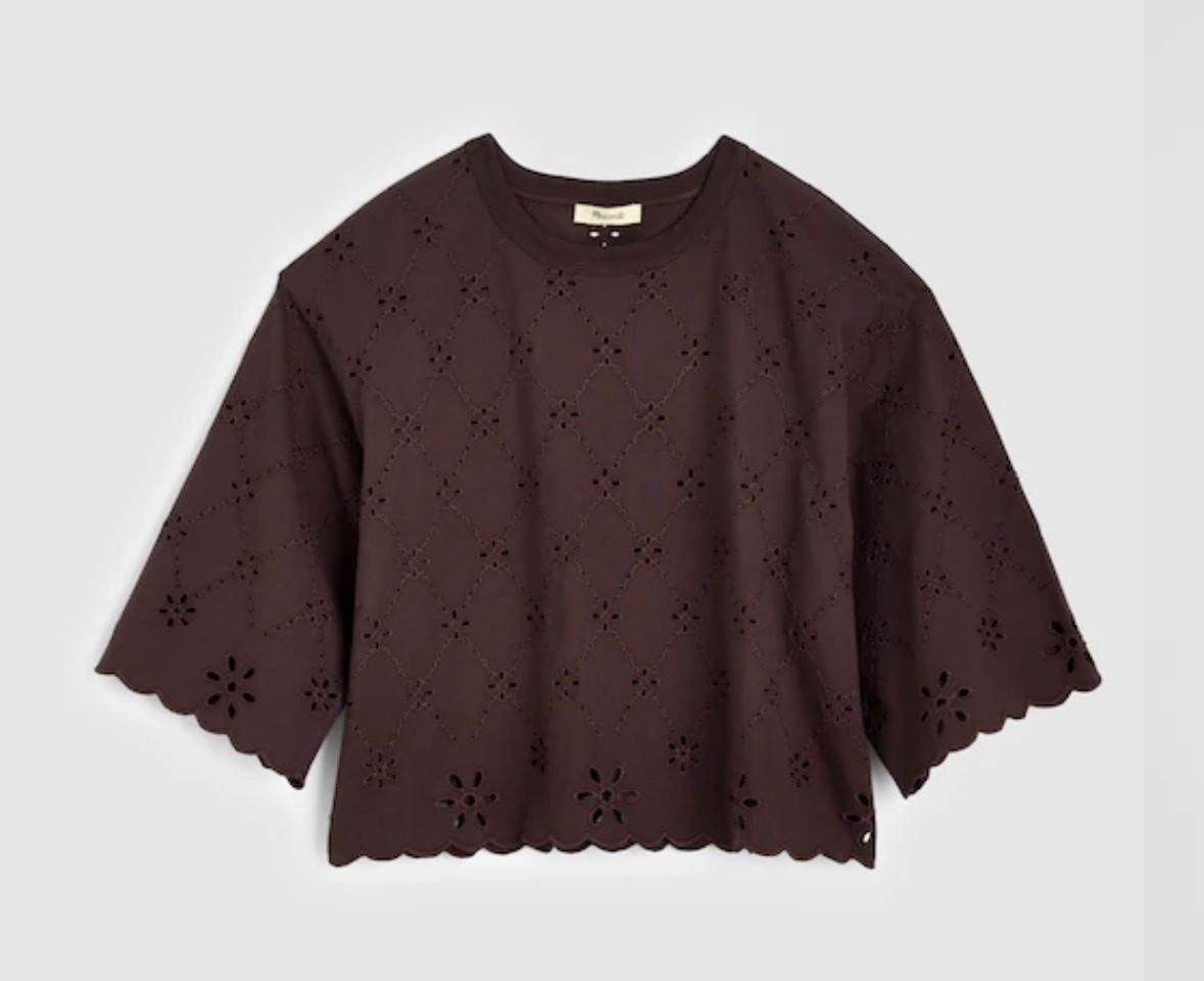 Boxy eyelet tee! 🤎🤎
Madewell sale

#LTKOver40