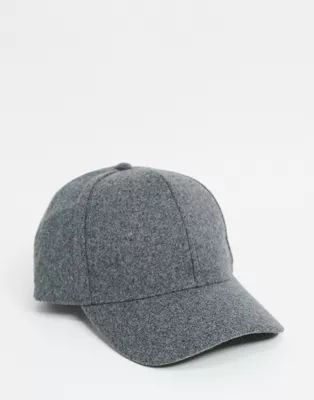 ASOS DESIGN baseball cap in gray melton | ASOS (Global)