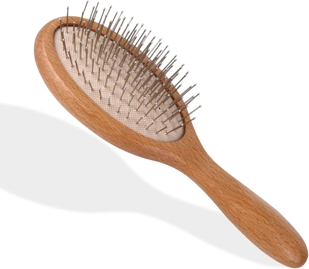 Steel Hair Brush is a Wooden Hairbrush with Metal Bristles can Stimulate Scalp to Help Scalp Mass... | Amazon (US)