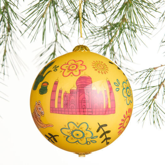 Li Bien Yellow India Global 2025 Glass Ball Ornament by World Market | World Market
