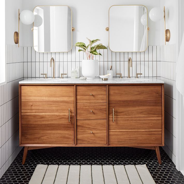 Mid-Century Double Bathroom Vanity (63"–72") | West Elm (US)