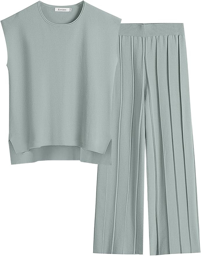 ANRABESS Two Piece Outfits for Women Sweater Sets Knit Pullover Tops Elastic Waisted Pants Lounge... | Amazon (US)