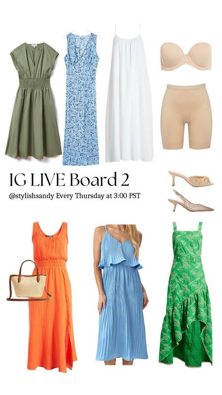 IG Live board 2
Dresses
Spanx - use code SANDYKXSPANX for 10 % off spanx order. 

#LTKWedding #LTKOver40 #LTKxMadewell