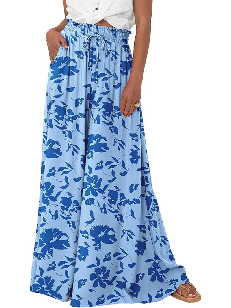 BTFBM Women Casual High Waist Wide Leg Pants Spring Summer Long Palazzo Pants Pocket Lounge Beach... | Walmart (US)