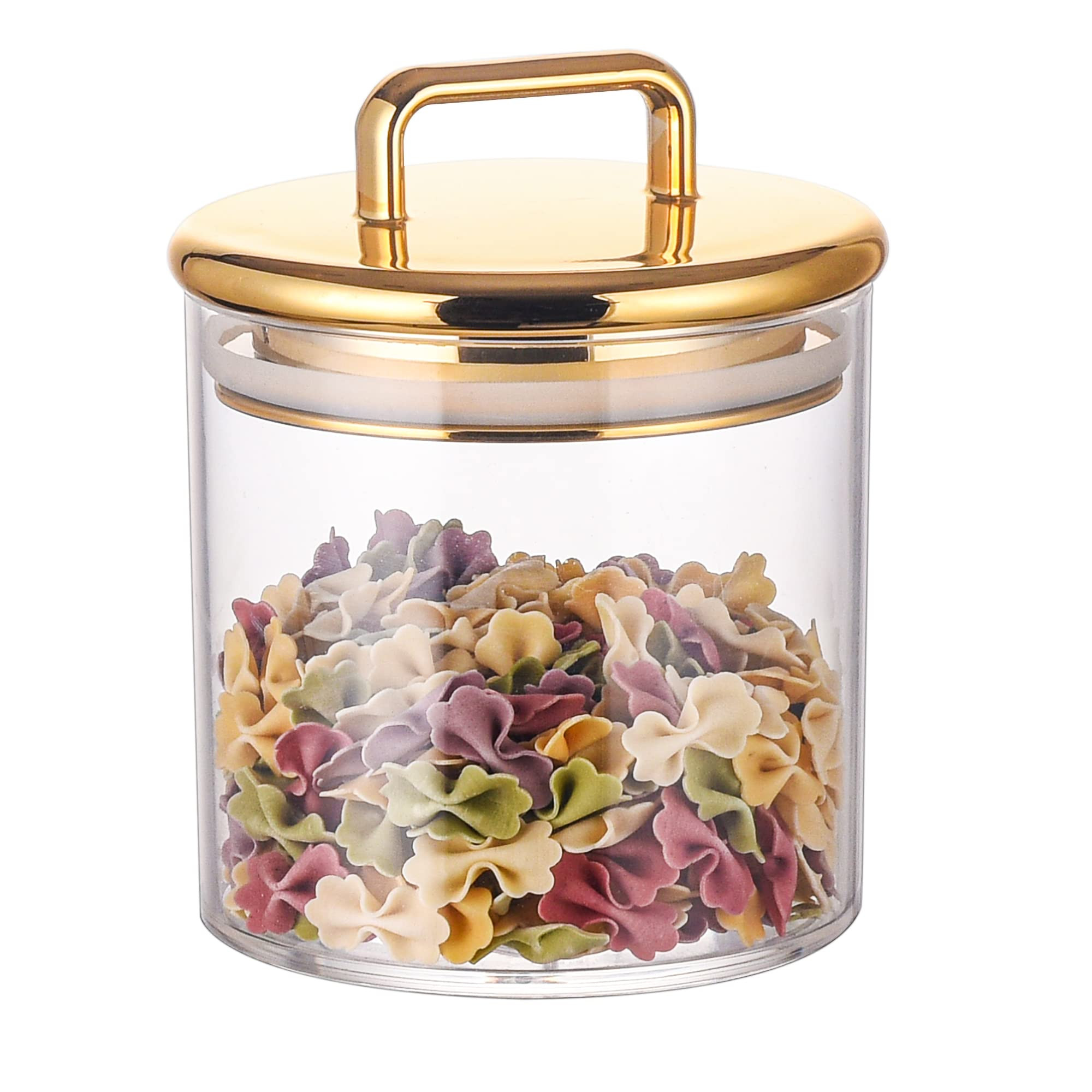16 oz Small Acrylic Storage Apothecary Jar with Gold Airtight Lid | Bathroom Vanity Organizer Con... | Amazon (US)