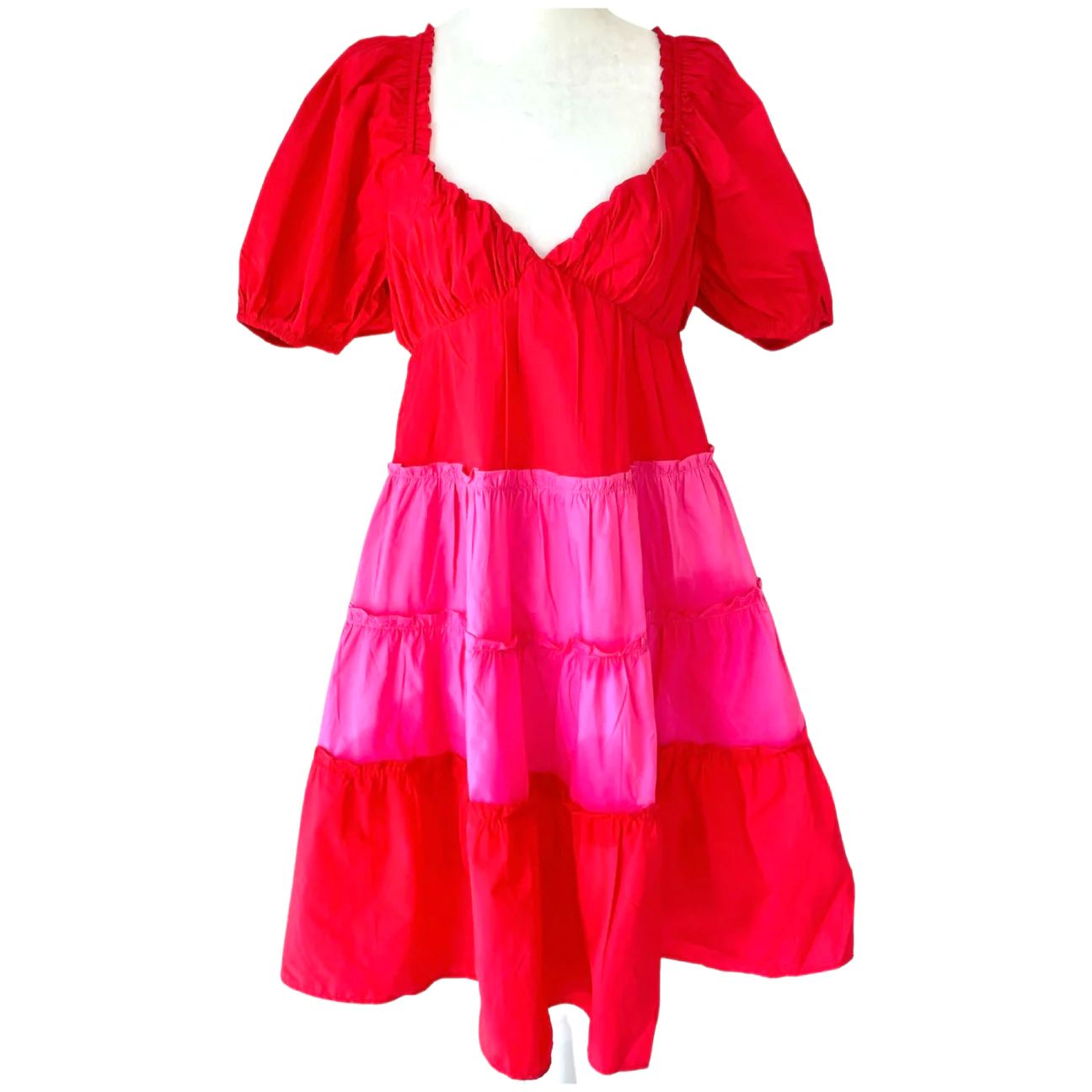Pink & Red Cotton Harrison Flounce Dress | James Ascher