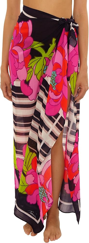 Trina Turk Women's Standard Bougainvillea Pareo, Casual, Floral Print, Beach Cover Ups, Multicolo... | Amazon (US)