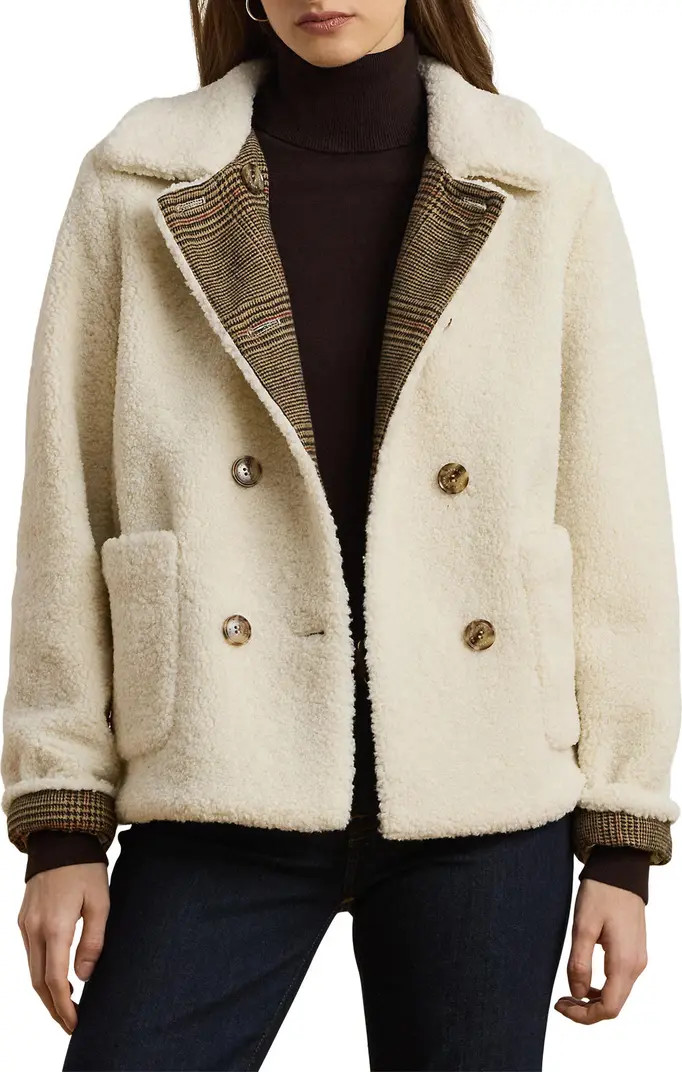 Double Breasted Teddy Faux Fur Coat | Nordstrom