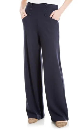 MAX STUDIO Sailor High Waist Wide Leg Pants in Dark Navy at Nordstrom Rack, Size X-Small | Nordstrom Rack