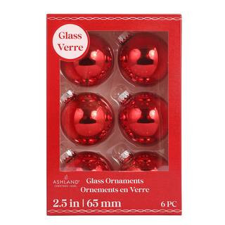 6 ct 2.5" Red Shiny Glass Ball Ornaments by Ashland® | Michaels® | Michaels Stores