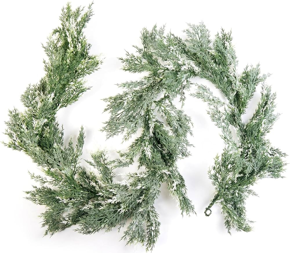 CraftMore Snowy Cedar Garland 6-Foot | Amazon (US)