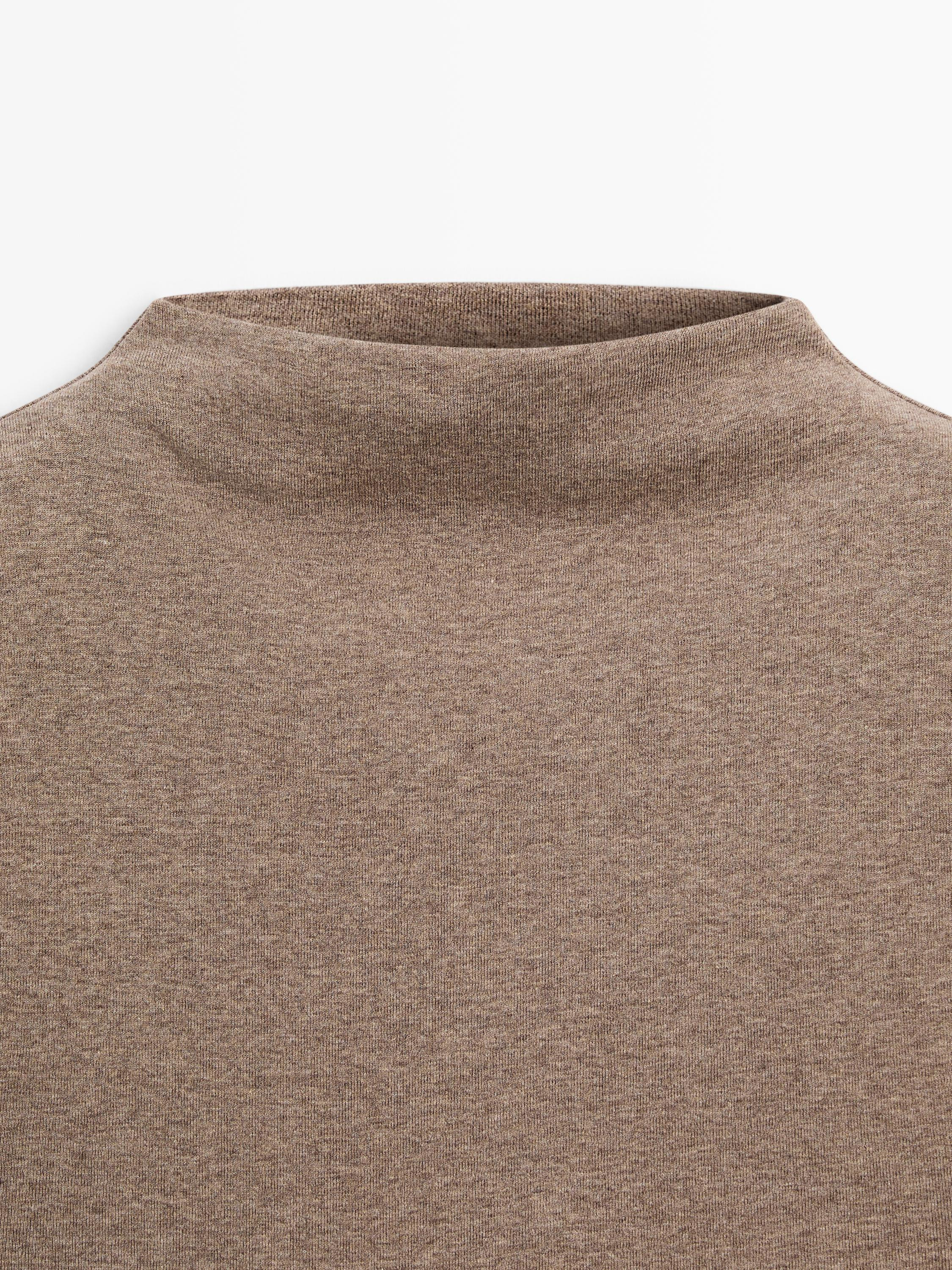 100% cotton funnel neck top | Massimo Dutti US