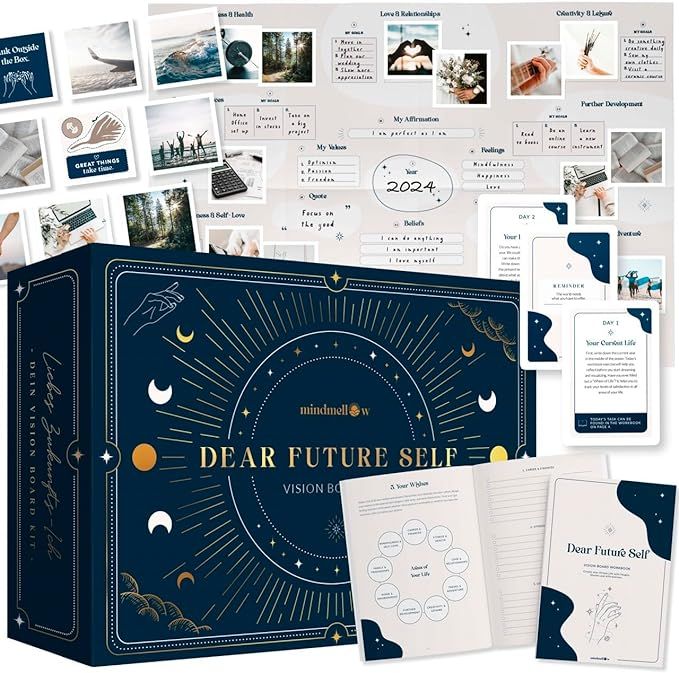 Vision Board Kit “Dear Future Self” - with Wall Poster, Pictures, Workbook, Inspirational Car... | Amazon (US)