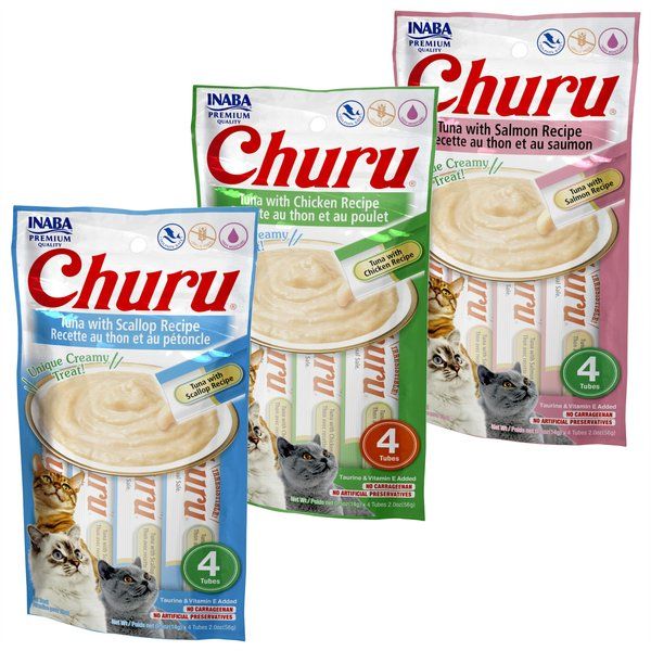 Variety Pack - Inaba Churu Grain-Free Tuna with Scallop Puree Lickable Cat Treat, 0.5-oz tube, pa... | Chewy.com
