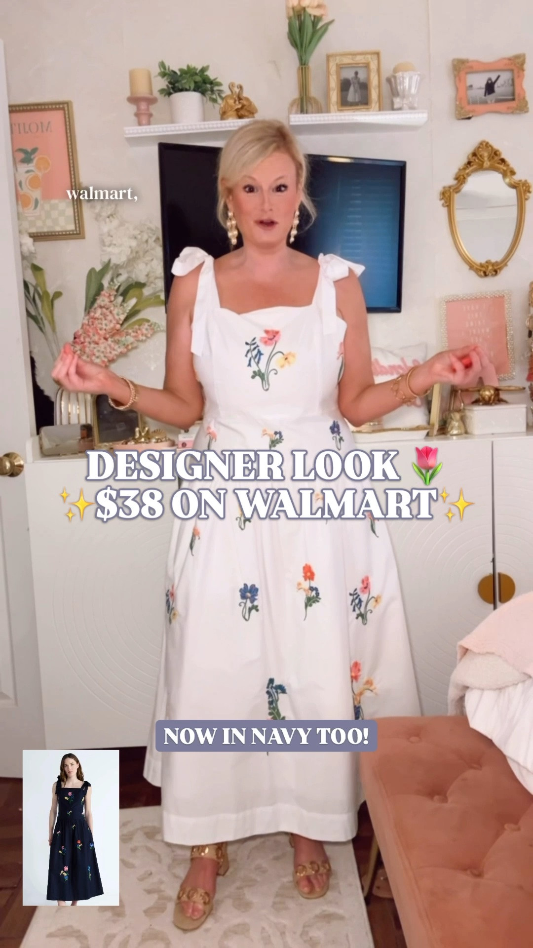 white embroidered maxi dress, Walmart dress, designer look for less, cotton poplin dress

Walmart just added navy in this embroidered maxi dress too, so power walk to this dress because it’s going to go quick! 

This white embroidered cotton poplin maxi looks designer. Truly. The square neckline, tie shoulders, smocked back, drop-waist shape, full skirt, pockets, and scattered floral embroidery all make it feel so much more expensive than a Walmart dress.

The embroidery is really well done, and the 100% cotton poplin gives it that crisp, polished summer structure that makes a dress feel elevated. 

Sizing note: I’m wearing a large here, but I could have stayed with my true size medium. The smocked back gives some flexibility, and the shape is easy through the skirt.

This is the kind of white summer dress you pull for bridal showers, baby showers, graduation parties, church, brunch, garden parties, vacation dinners, resort trips, coastal getaways, beach-town lunches, and any event on your summer calendar. 

If you love Tuckernuck-inspired dresses, Sézane-style feminine pieces, embroidered cotton dresses, coastal summer style, garden party dresses, and finding the designer look for less, this Walmart find is very much worth grabbing before the best sizes vanish.

white embroidered dress, embroidered maxi dress, white cotton maxi dress, cotton poplin dress, Walmart dress, Free Assembly dress, Walmart fashion finds, designer look for less dress, square neck dress, tie strap dress, drop waist dress, dress with pockets, smocked back dress, bridal shower dress, baby shower dress, graduation dress, garden party dress, brunch dress, church dress, vacation dress, resort dress, coastal summer dress, preppy summer dress, feminine summer dress, navy embroidered dress

#LTKFindsUnder100 #WalmartFinds #WhiteDress #SummerDress #LookForLess #PreppyStyle #VacationDress #WalmartStyle #LTKFindsUnder50

#LTKWedding #LTKSeasonal #LTKootd