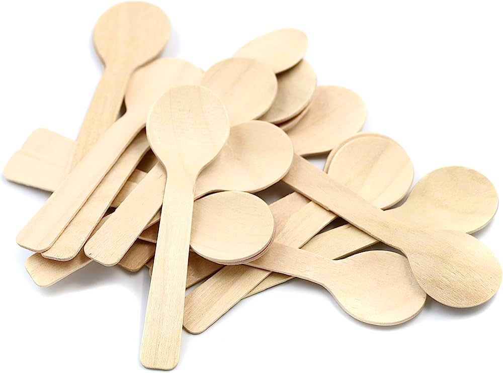 COOBL 3.9 Inches Mini Kitchen Wooden Ice Cream Dessert Spoons Disposable Wood Cutlery Tableware,P... | Amazon (US)