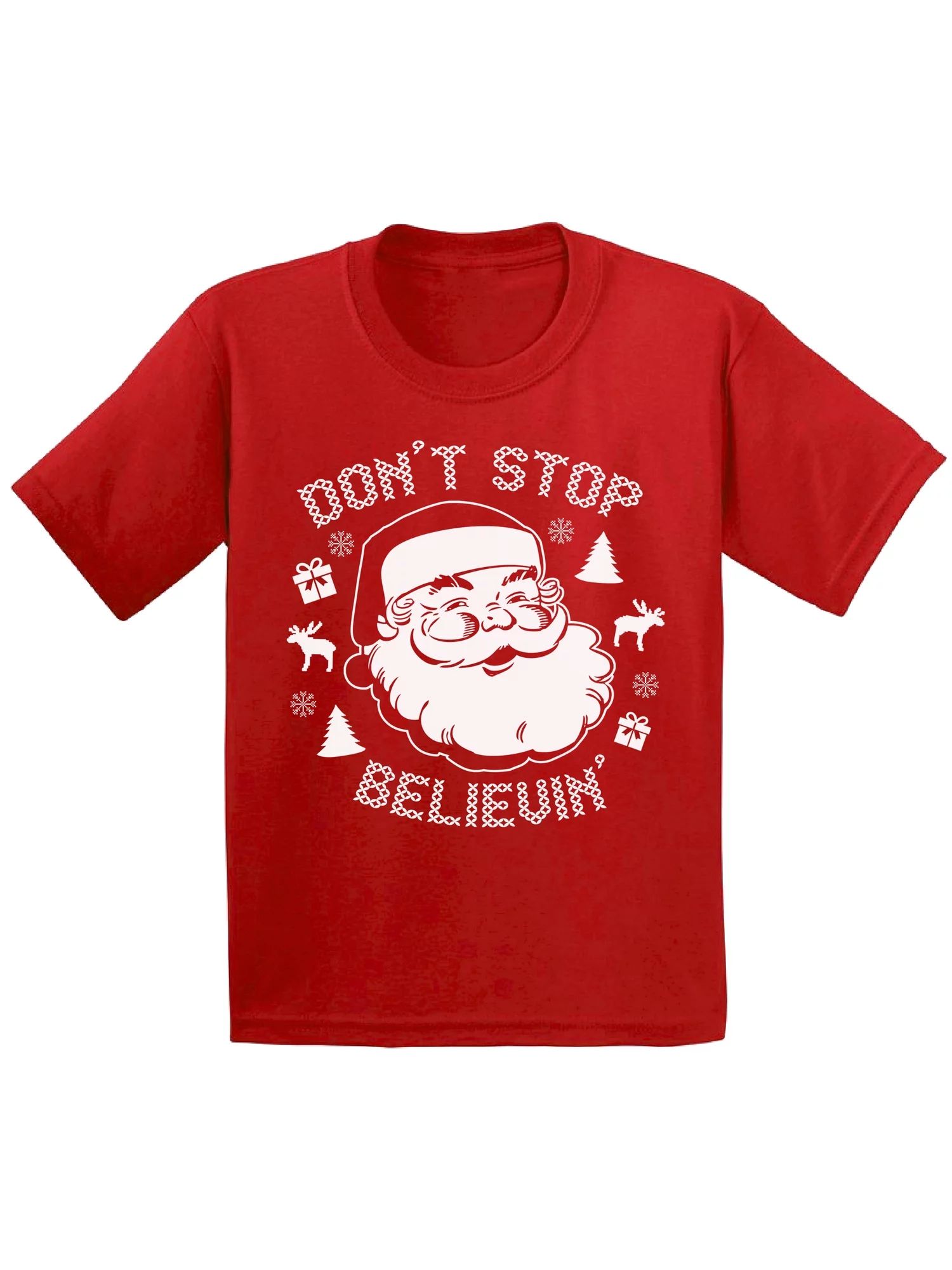 Awkward Styles - Awkward Styles Don't Stop Believin' Christmas Shirts for Kids Santa Claus Funny ... | Walmart (US)