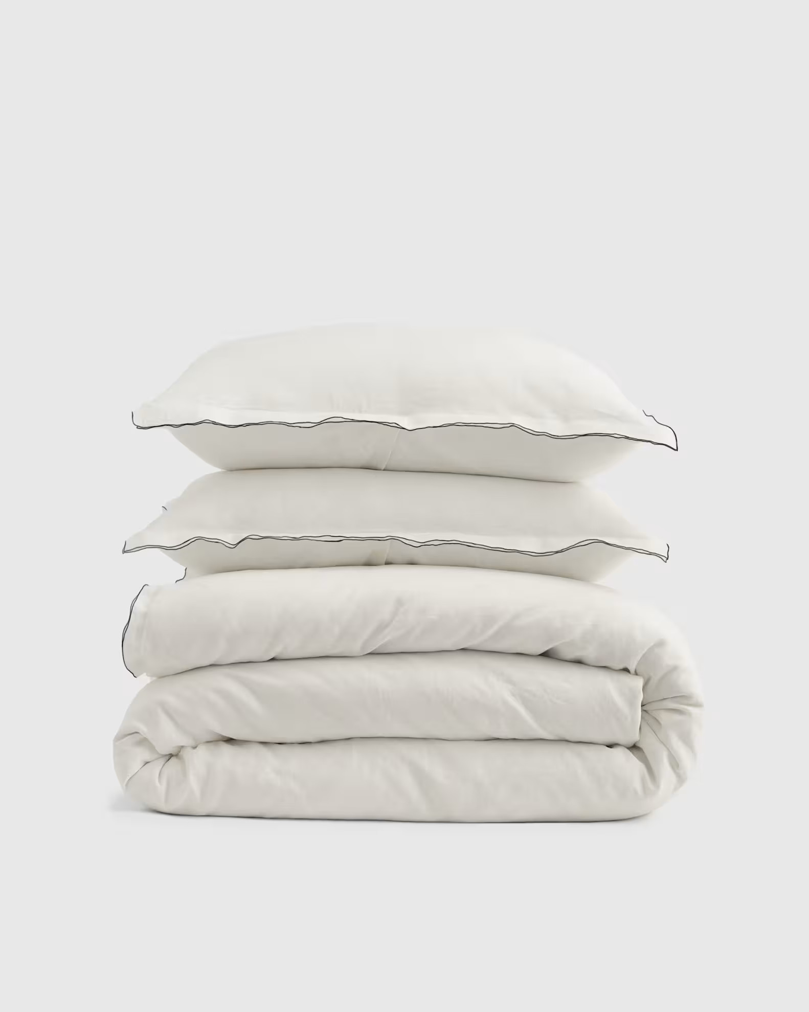 European Linen Double Embroidered Edge Duvet Cover Set | Quince