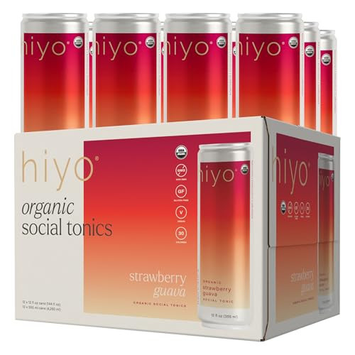 Hiyo Organic Social Tonic - Strawberry Guava, 12 Pack - N.A. Functional Seltzer, Sparkling Water Crafted with Organic Adaptogens, Nootropics & Botanicals | Amazon (US)