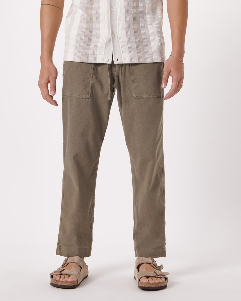 Linen-Blend Utility Pull-On Pant | Abercrombie & Fitch (US)