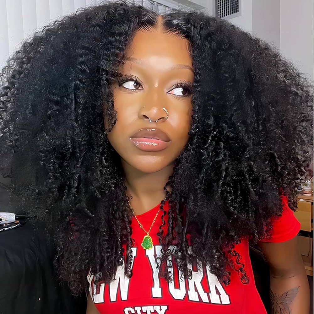 ISEE Women's Glueless 6x4 HD Lace Afro Kinky Curly Wig, 100% Unprocessed Brazilian Virgin Human H... | Amazon (US)