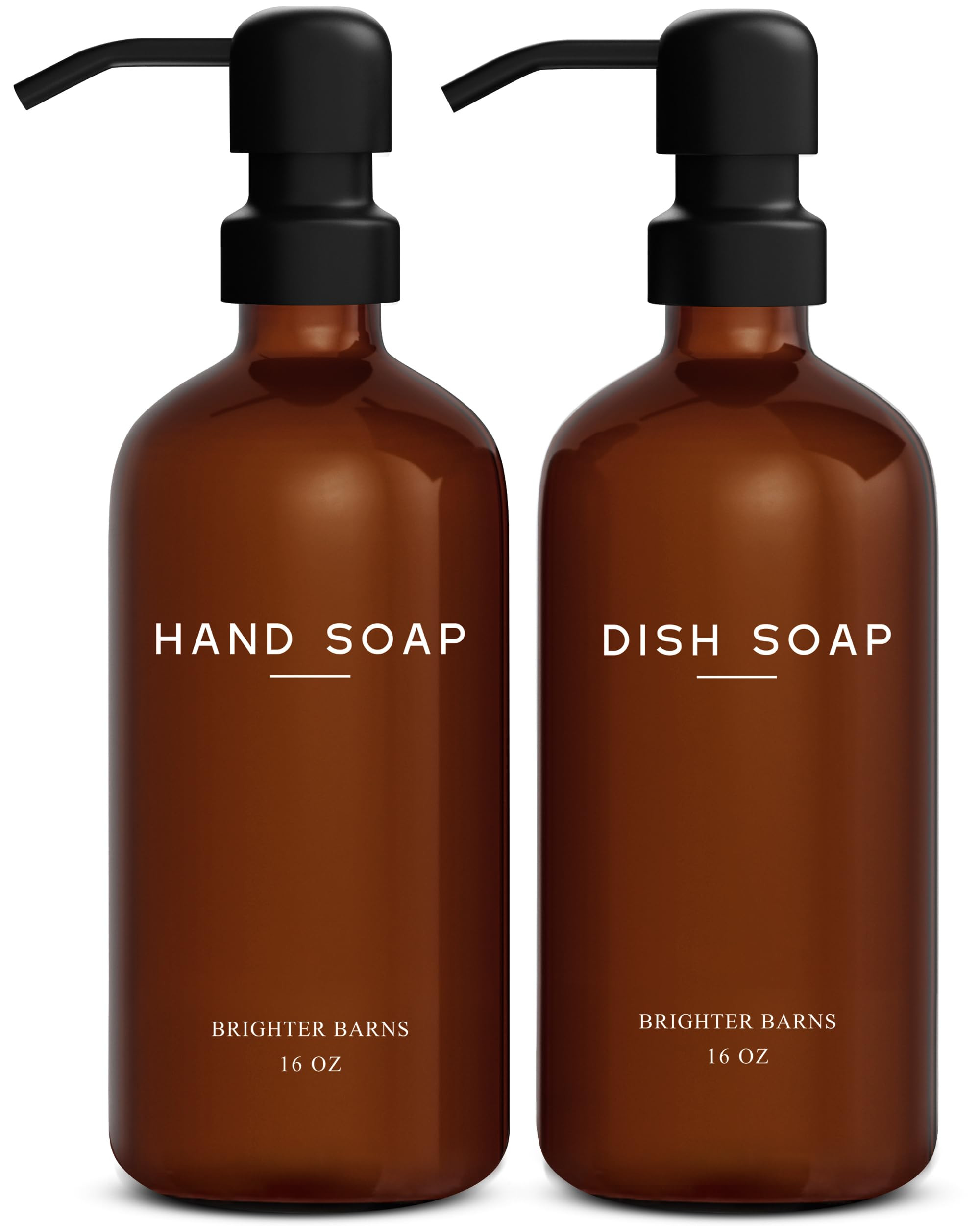 Amber Glass Hand and Dish Soap Dispenser Set by Brighter Barns - Modern Kitchen Decor & Accessori... | Amazon (US)
