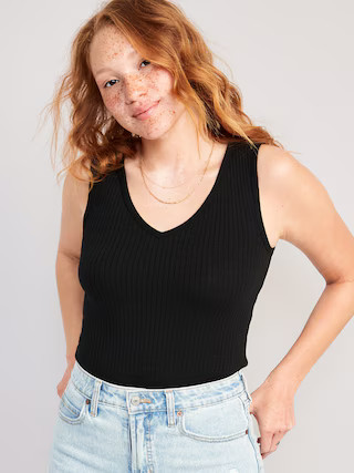 Rib-Knit V-Neck Tank Top for Women | Old Navy (US)